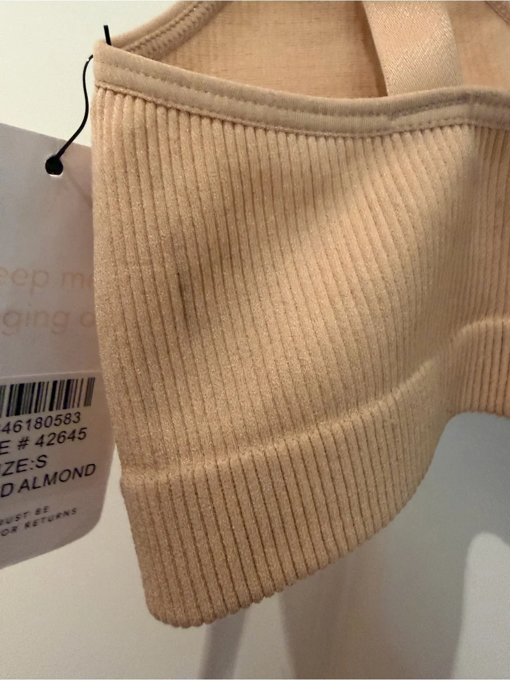 LIVELY women’s Skinny-Strap Ribbed Seamless Bralette Toasted Almond
